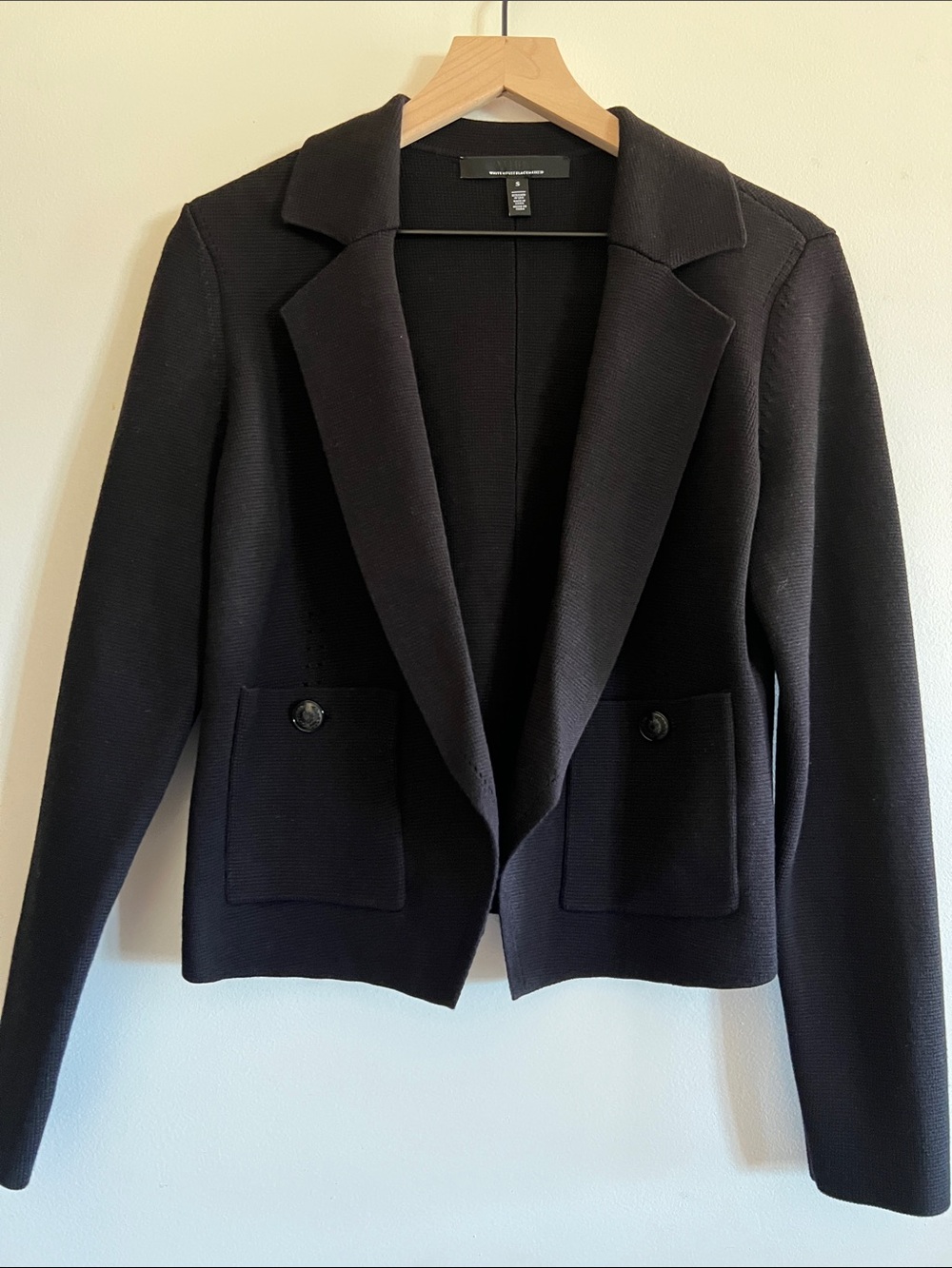 White House Black Market Black Knit Open-Front Blazer